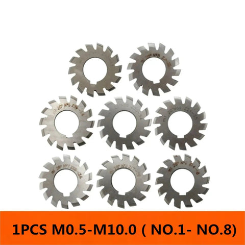 Pro Grade HSS Gear Milling Cutter For Spur Gears Involute Profile M0.5 To M10 Modulus PA20 No.1 Through No.8 Gear Cutting Tool For Milling Machines With Crisp Tooth Spacing, 8 cutters