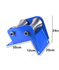 Heavy Duty Cable Pulley Roller Guide Block With Thick Plate Frame And Smooth Steel Wheels, Two Wheel Wellhead, 160mm And 100mm Sizes, Ideal For Utility Crews And Construction Sites, Industrial Grade Line Guide, blue 2-wheel block, 24cm view