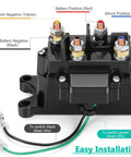 12V 250A Winch Solenoid Relay Contactor Replacement for ATV UTV 2000 to 5000 lbs Winches with labeled installation wires