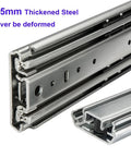 Close-up of Pair Of 60 Inch Heavy Duty Drawer Slides With Full Extension And 500 Lb Load Capacity, zinc plated steel.