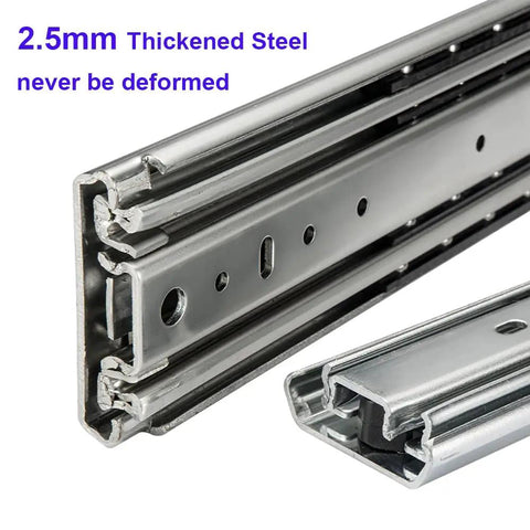Heavy Duty 22 Inch Drawer Slides Pair With Full Extension 500 Pound Capacity Side Mount Ball Bearing Rails With Lock Screws Included Zinc Plated Steel Quiet Operation, 2.5mm steel