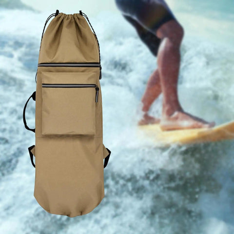 Ride-Ready Skateboard Backpack For Longboards And Electric Boards, Durable Carry Case With Adjustable Shoulder Straps And Handle, Khaki