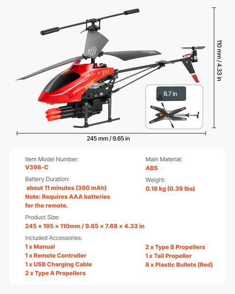 Rad RC Helicopter For Kids With Two Four GHz Remote One Key Takeoff And Landing Altitude Hold Shooting Mode Led Lights