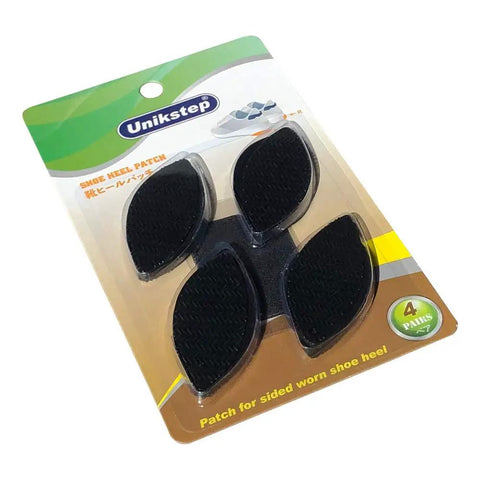 Four Pairs Shoe Heel Repair Patches Kit With Sandpaper For Worn Sneaker Heels, displayed in packaging
