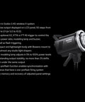 MS300-V Compact Studio Strobe Flash Light With 300W Power GN58 0.1-1.8S Recycle Time 2.4G X System Bowens Mount LED Modeling Lamp For Portrait Photography And Studio Shoots Wireless Remote Control For Easy Power And Lamp Tweaks on black background