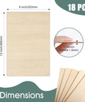 Front view of 8x12 inch basswood sheet, 1/16 inch thick (≈1.5 mm), 18-pack unfinished wood sheets