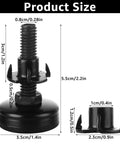 Detailed dimensions of 20 Pack Adjustable Furniture Leveling Feet Three Eighths Inch 16 Thread Heavy Duty Table Leg Levelers