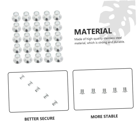 Stainless Steel Skate Wheel Bearing Spacers and Inline Skate Side Plugs Pack of 50 shown in grid and detailed views
