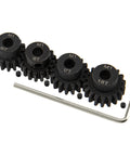 Mod 1 Hardened Steel M1 Pinion Gear Set 15T 16T 17T 18T For 5mm RC Motor Shaft with tool and screws, compatible with Arrma Traxxas Axial
