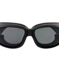 Front view of black Padded Motorcycle Safety Glasses That Fit Over Prescription Glasses, Anti Fog Coating, Smoke Lens, ANSI Z87.1 Approved.