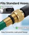 High Pressure Garden Hose Nozzle With Metal Power Washer Wand Jet Three Spray Tips Heavy Duty Brass Connector fitting