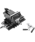 4 Inch Cross Slide Drill Press Vise XY Two Way Milling Vice Heavy Duty Cast Steel Mount with adjustable components.