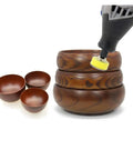 Grab This Killer 6 Pcs One Inch Sanding Pad Set With Super Grip Hook And Loop Backing Plus Dust Vent Holes For Quick Swaps and Clean Views On Any DIY Or Pro Project With Versatile Shank Sizes, featuring sanding pad on wooden bowls.