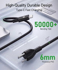130W USB C Laptop Charger With USB Power Delivery Fast Charge For Beefy Performance Laptops, Compatible With Precision Latitude And XPS Series Ultrabooks And Workstations. 6mm PVC cable