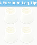1 Inch Round Non Marking Rubber Chair Leg Caps Set of 4 Protect Floors No Slip Quiet Movement for Chairs Stools and Tables on Hardwood Tile and Carpet Prevent Scratches Noise and Scuffs shown in white.