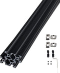 2 Pack 400mm 2040 V Slot Aluminum Extrusion European Standard Anodized Black Profile With Accessories For 3D Printer And CNC Building Kit Includes L Shaped Corner Connectors 50 T Nuts And Wrench Beefed Up 6063 T5, black extrusion with T-nuts and wrench