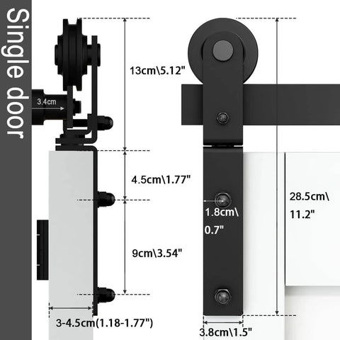 Beefy Heavy Duty 3.5 Foot Bi Folding Barn Door Hardware Kit For Two Doors, Carbon Steel Sliding Track System In Frosted Black details