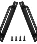 Two Pack Sliding Barn Door Handle With Plate, 7 Inch Aluminum Alloy Door Pull For Cabinet, Drawer, Gate, And Closet, Black Finish