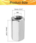 Real Deal Five Pcs M8 Hex Coupling Nuts Featuring 1.25 Metric Thread Pitch And Compact 24MM Length with dimension details.