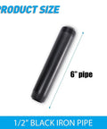 Half Inch By Six Inch Black Painted Iron Pipe Nipples Set Of 10 For DIY Furniture, Shelving And Home Decor Projects, Heavy Duty