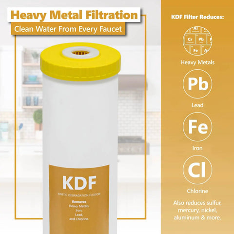 Heavy Metal Ready Whole House Water Filter Replacement Kit, 3 Stage Filtration With Sediment, Carbon Block, And KDF Cartridges