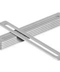 6 Pcs Slotted Flat Mending Plates 8 x 1 Inch Stainless Steel 201 Brushed Finish, showing stacked view, used for wood and metal reinforcement.