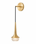 XYDikssn Gold Wall Sconce, Hardwired Wall Light with Brushed Brass and Clear Ribbed Glass Shade, modern design with black cord.
