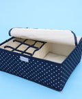 Waterproof Foldable Oxford Cloth Drawer Organizer With Sturdy Grid Dividers For Socks Underwear And Scarves, open view with compartments.