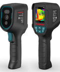 Thermal Imager With TISR 240 By 240 For Pro Grade Sharper Detail 96 By 96 VOx Sensor For Precise Temperature Wide Range From 4F To 1022F 25Hz Infrared Camera Type C Rechargeable IP54 For Electrical HVAC And Building Inspections Ti240; front and back views of black handheld device with display and buttons