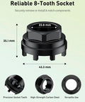All In One Bike Crank Puller Kit With 8 Tooth Socket Wrench showing dimensions and material features