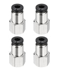 Push To Connect Fittings Set For 0.16 Inch Tubing And One Eighth NPT Nickel Plated Brass Straight Pneumatic Female Adapters