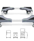 Adjustable Appliance Dolly Cart With Four Locking Twin Wheels Heavy Duty Mobile Base for moving appliances, grey color