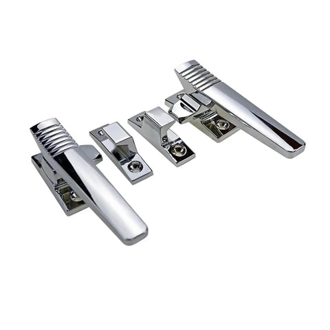Left Hand Zinc Alloy Kitchen Steamer Cabinet Handle Lock Heavy Duty No Fuss Durable Cabinet Hardware Latch Easy Install Auto Locking Mechanism For Cabinets 1 Piece, showing two handles from a top angle.