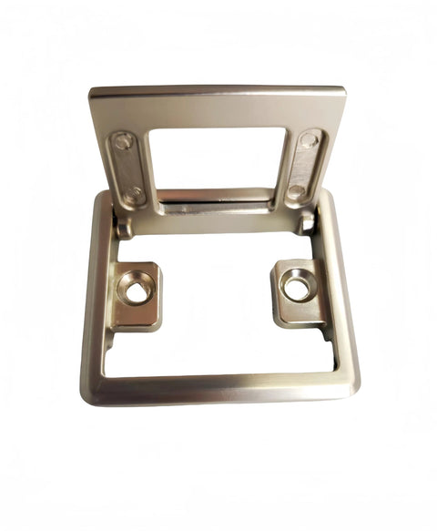 Two Piece Aluminium Alloy Flip Handle Hidden Door Pull Handles Set for Recessed Drawers Cabinets and Windows with Screws Silver 64mm