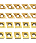 Carbide turning inserts with TiSIN coating; 20 pcs (10 CCMT060204, 10 DCMT070204) for CNC lathe turning