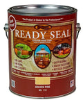 Eight Pack One Gallon Golden Pine Exterior Wood Stain And Sealer Featuring Hella Durable Oil Based Protection With No Sweat Application and Top Shelf Coverage For Decks Fences And Outdoor Siding on a paint can.