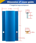 Dimensions of the 7 Inch Bandsaw Resaw Guide For 14 Inch Band Saws Pro Grade Narrow Cut Accessory shown with measurements.