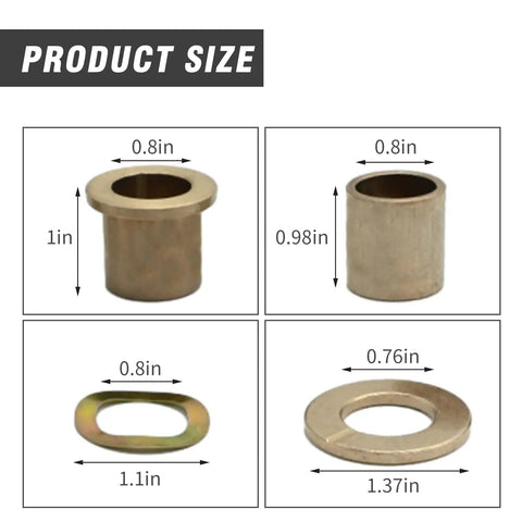 Bolt On Golf Cart Spindle Bushing Kit Upper And Lower Bronze King Pin Replaces 8067 7048 1010150 101638 For Club Car DS 1981 Up Gas Electric Models With Easy Install Thrust Bearing Washer And Wave Washer Included, bronze bushings 0.8in