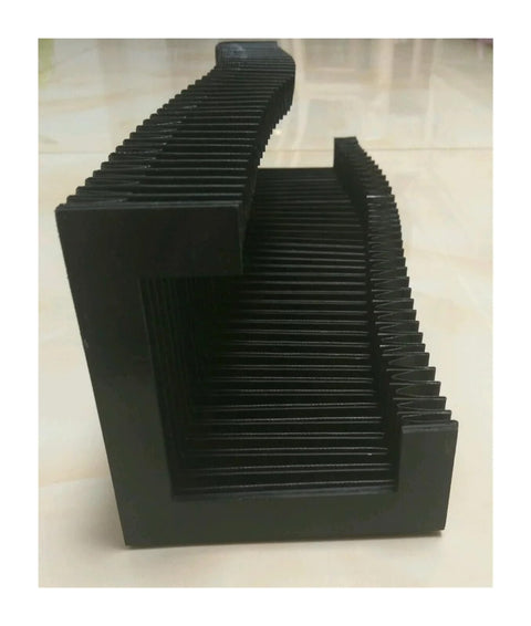 Flexible Milling Machine Guard Dust Cover Shield With PVC Plate For Oil Water Dust Protection Keeps Your Slideways And Precision Parts Clean Durable Tri Proof Nylon Bellows Cover featuring durable black nylon bellows structure.