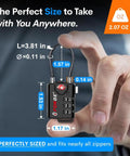 Durable Luggage Locks With Resettable Combination And Alloy Body For TSA Recognition In Hand Showing Size Dimensions
