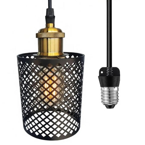 No Sweat Screw In Recessed Light Conversion Kit With E26 Adapter And Dimmable Helix Bulb featuring black metal pendant design.