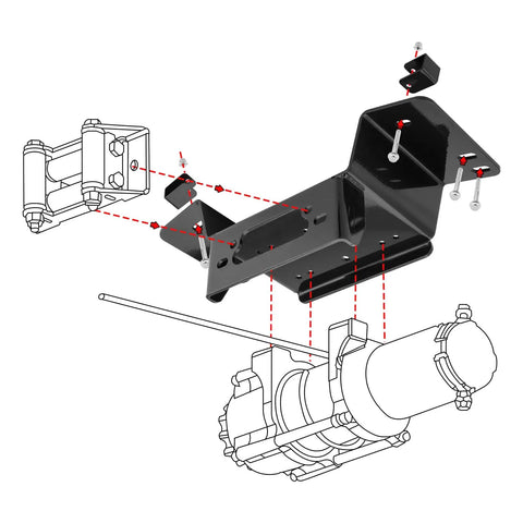 Diagram of Honda Pioneer Front Bumper Winch Mount Plate Kit For 2014 2026 700 4 UTVs, highlighting assembly and parts.