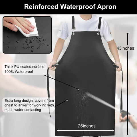 Heavy Duty Waterproof Vinyl Apron 43 Inch Cross Back Adjustable Dishwashing Apron For Restaurant Kitchen Butcher Lab Work