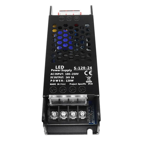 24V 5A 120W Universal Regulated Switching Power Supply with 100 to 250V AC input and 24V DC output for LED driver