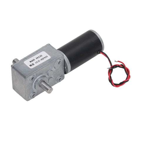 Heavy Duty High Torque DC Motor Boasts An Aluminum Alloy Casing And Does The Heavy Lifting At 30 Kgf Cm While Delivering Badass Performance For Fast Office Automation Upgrades Every Single Time - Side view of compact gearmotor with metallic housing.