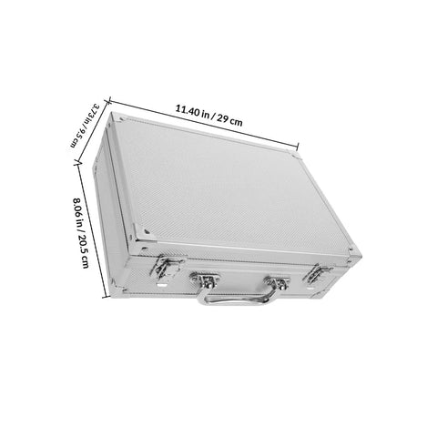 No Sweat Rolling Aluminum Toolbox With Handle Compact Storage Suitcase Heavy Duty Hard Shell Carry Case dimensions displayed