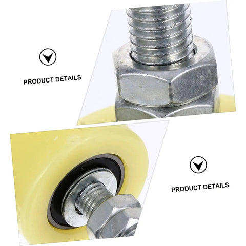 Close-up view of a 4 Pack Nylon Pulley Block For Sliding Doors And Gates Heavy Duty Wheel Guiding Wheel, showing bolt and nylon wheel detail.