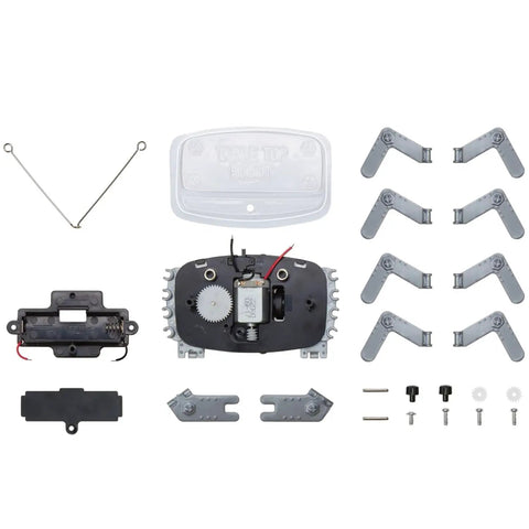 Tabletop Robot Kit For Kids And Teens, DIY Robotics STEM Toy That Builds An Awesome Mechanical Crab, Easy Assembly, Edge Detector Engineering Gift For Boys And Girls, Educational Hands On Fun parts laid out