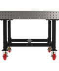 Pro Grade Welding Fixture Table Mobile Steel Workbench Laser Cut Precision Holes with smooth rolling casters and sturdy frame.