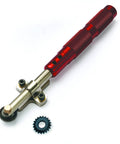Micro Spiraling Set For Woodturning With Removable Attachment, shown with two swappable cutters and red aluminum handle